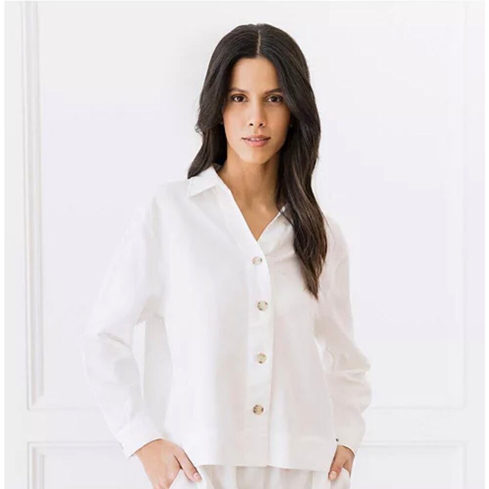 Cozy Earth Coastal Comfort Long Sleeve Button Up Shirt